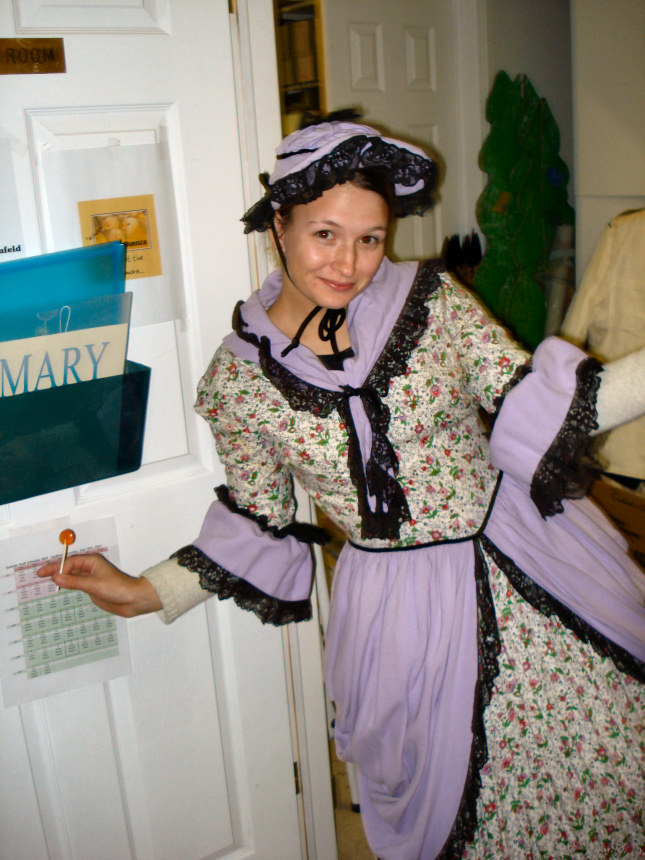 Melissa Coleman selects her costume for the parade float